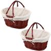 KINJOEK 2 Packs Wicker Woven Basket, Multipurpose Natural Willow Basket with Handle Premium Linen Cotton Cloth Lining for Storage and Decoration, Brown view 1