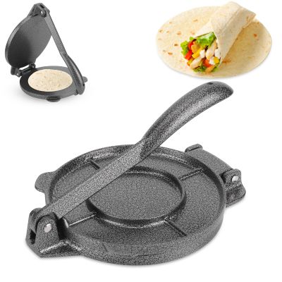 Aluminum Tortilla Press 6.5 inch, Cast Iron Roti and Tortillas Presser Maker Dough Pressing Machine with Foldable Handle for Home Kitchen Gray