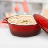 6 Qt Cast Iron Artisan Casserole Pan w/Red Enamel Coating, Oven and Stove top safe, Versatile for All Dishes view 4