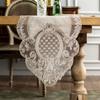 ARTABLE Lace Table Runner Rectangle Gray Cotton Linen Fabric Dresser Scarf with Exquisite Macrame Embroidery Table Runners for Kitchen Home Wedding Party Dining Decoration (Stone Gray, 16 x 48 Inch) view 1