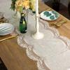 ARTABLE Lace Table Runner Rectangle Gray Cotton Linen Fabric Dresser Scarf with Exquisite Macrame Embroidery Table Runners for Kitchen Home Wedding Party Dining Decoration (Stone Gray, 16 x 48 Inch) view 3