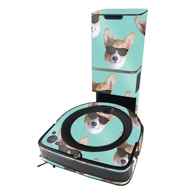 MightySkins Glossy Glitter Skin Compatible with iRobot Roomba s9+ Vacuum - Cool Corgi | Protective High-Gloss Glitter Finish | Easy to Apply and Change Styles | Made in The USA