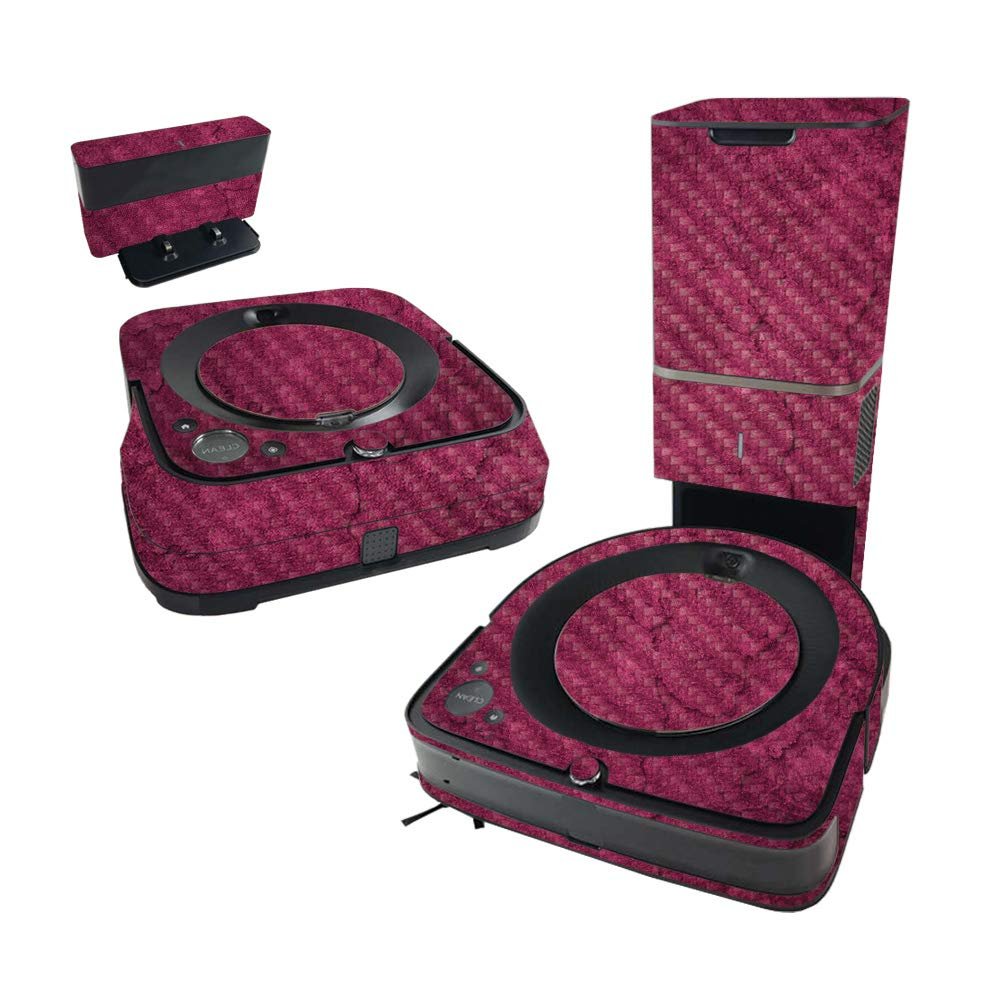 MightySkins Carbon Fiber Skin Compatible with iRobot Roomba s9+ Vacuum & Braava Jet m6 Bundle - Pink Gravel | Textured Carbon Fiber Finish | Easy to Apply and Change Styles | Made in The USA