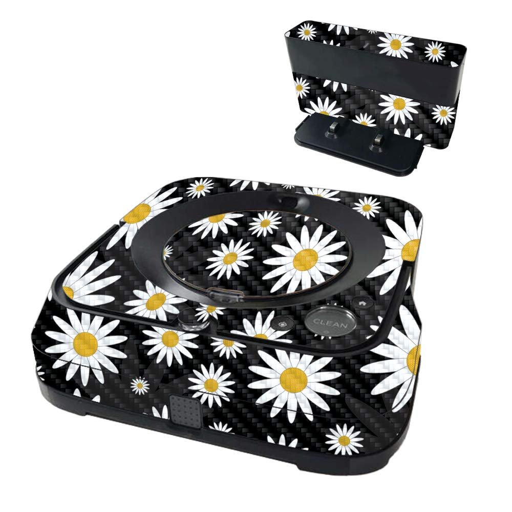 MightySkins Carbon Fiber Skin Compatible with iRobot Braava Jet m6 - Daisies | Protective Textured Carbon Fiber Finish | Easy to Apply and Change Styles | Made in The USA