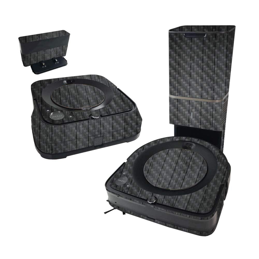 MightySkins Carbon Fiber Skin Compatible With iRobot Roomba s9+ Vacuum & Braava Jet m6 Bundle - Black Wood | Protective Textured Carbon Fiber Finish | Easy To Apply and Change Styles | Made in the USA