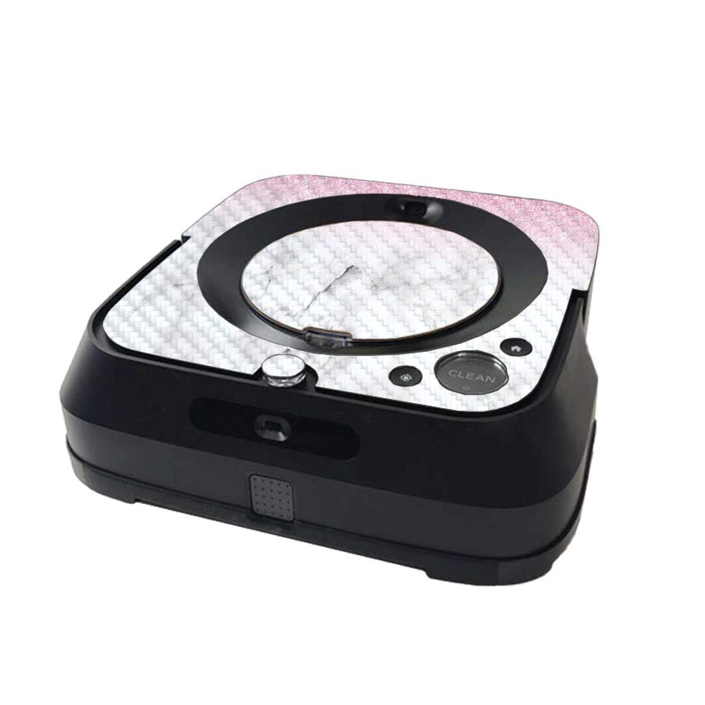 MightySkins Carbon Fiber Skin Compatible with iRobot Braava Jet m6 Minimal Coverage - Marble Glitz | Textured Carbon Fiber Finish | Easy to Apply and Change Styles | Made in The USA