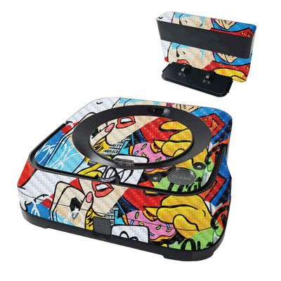 MightySkins Carbon Fiber Skin Compatible with iRobot Braava Jet m6 - Cartoon Mania | Protective, Durable Textured Carbon Fiber Finish | Easy to Apply | Made in The USA