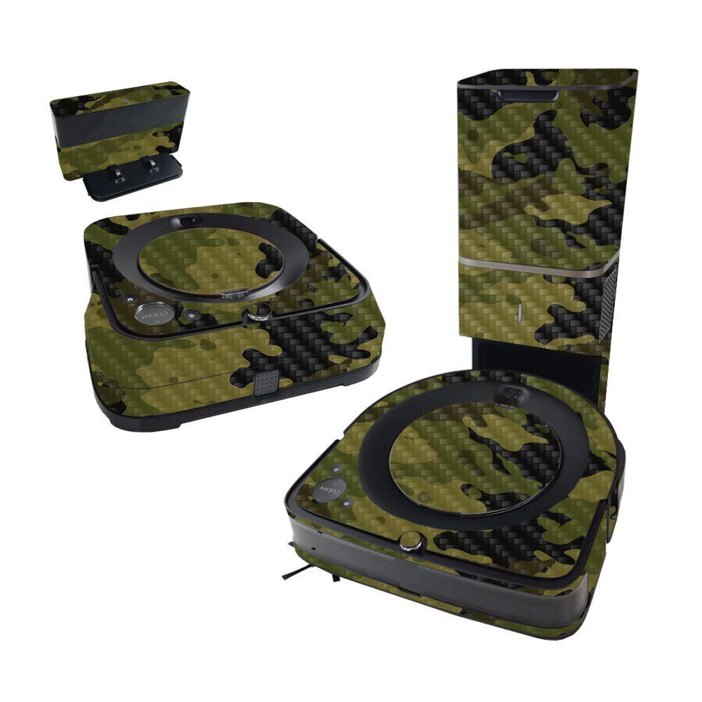 MightySkins Carbon Fiber Skin Compatible with iRobot Roomba s9+ Vacuum & Braava Jet m6 Bundle - Green Camouflage | Protective, Durable Textured Carbon Fiber Finish | Easy to Apply | Made in The USA