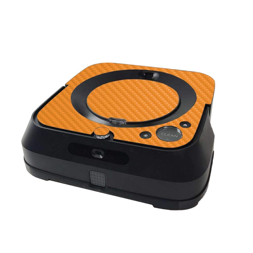 MightySkins Carbon Fiber Skin Compatible with iRobot Braava Jet m6 Minimal Coverage - Solid Orange | Textured Carbon Fiber Finish | Easy to Apply and Change Styles | Made in The USA