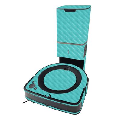 MightySkins Carbon Fiber Skin Compatible with iRobot Roomba s9+ Vacuum - Solid Turquoise | Protective, Durable Textured Carbon Fiber Finish | Easy to Apply | Made in The USA