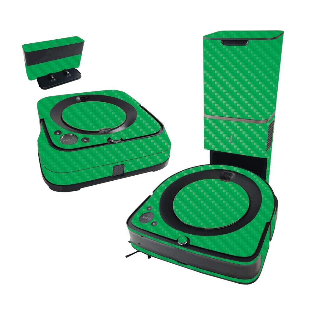 MightySkins Carbon Fiber Skin Compatible with iRobot Roomba s9+ Vacuum & Braava Jet m6 Bundle - Solid Green | Textured Carbon Fiber Finish | Easy to Apply and Change Styles | Made in The USA