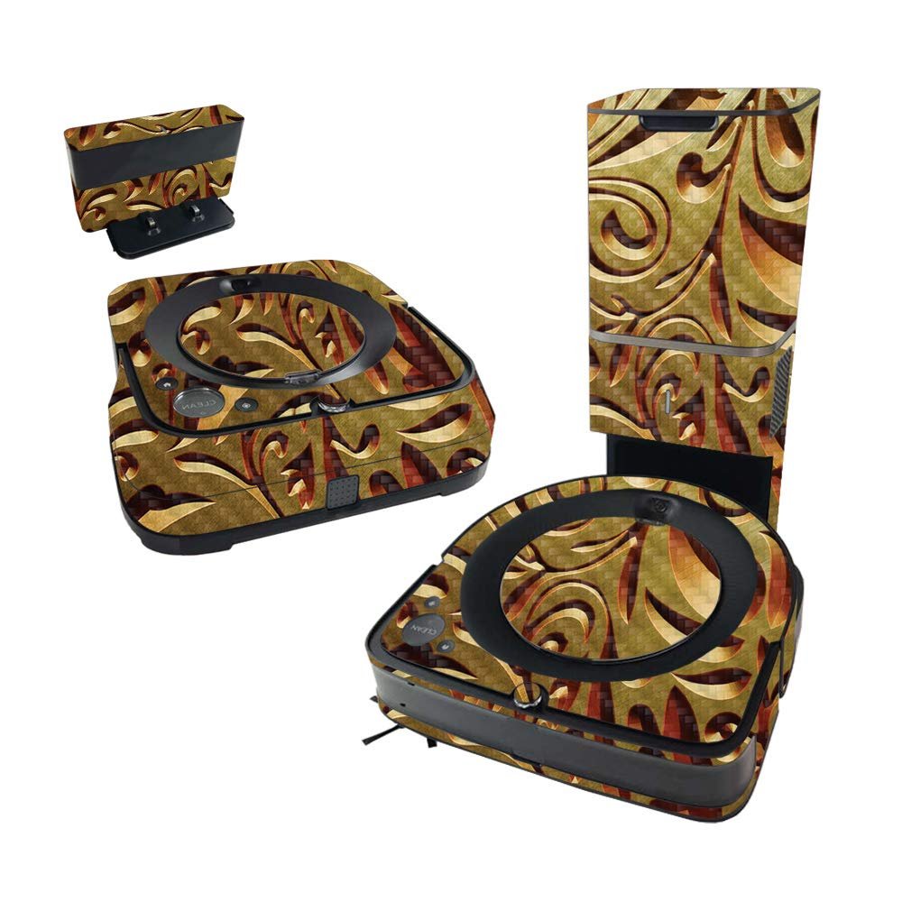 MightySkins Carbon Fiber Skin Compatible With iRobot Roomba s9+ Vacuum & Braava Jet m6 Bundle - Mosaic Gold | Textured Carbon Fiber Finish | Easy To Apply and Change Styles | Made in the USA