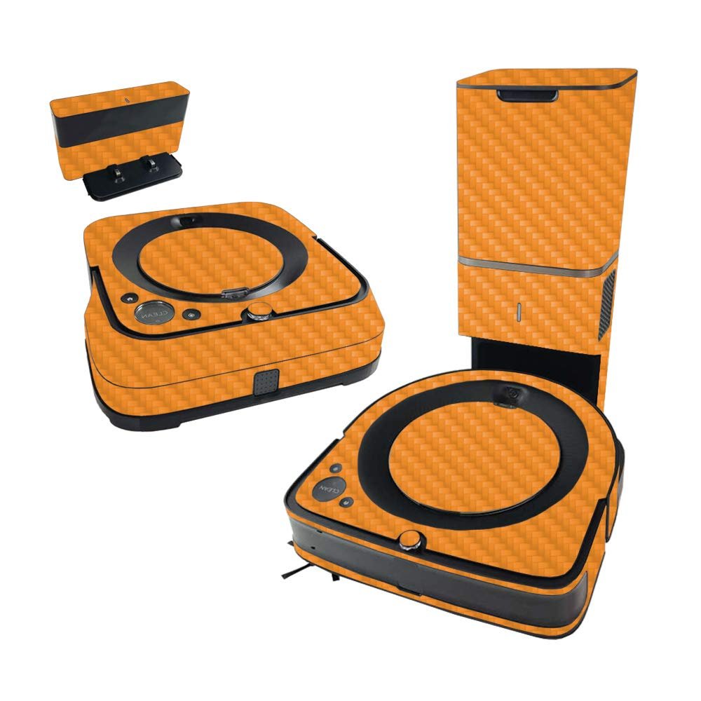MightySkins Carbon Fiber Skin Compatible with iRobot Roomba s9+ Vacuum & Braava Jet m6 Bundle - Solid Orange | Textured Carbon Fiber Finish | Easy to Apply and Change Styles | Made in The USA
