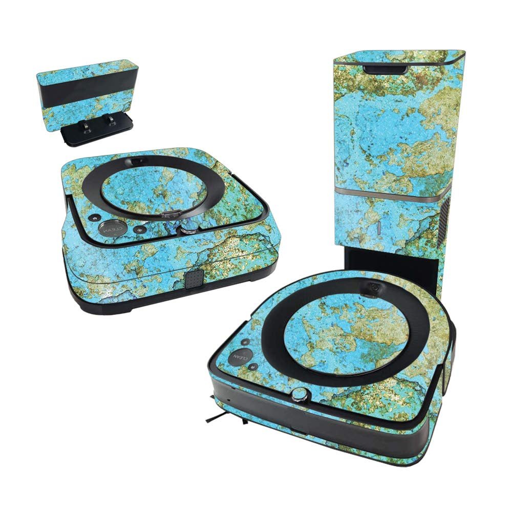 MightySkins Glossy Glitter Skin Compatible With iRobot Roomba s9+ Vacuum & Braava Jet m6 Bundle - Teal Marble | Protective High-Gloss Glitter Finish | Easy to Apply and Change Styles | Made in The USA