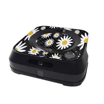 MightySkins Carbon Fiber Skin Compatible with iRobot Braava Jet m6 Minimal Coverage - Daisies | Protective Textured Carbon Fiber Finish | Easy to Apply and Change Styles | Made in The USA