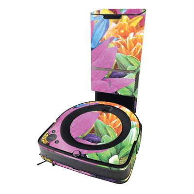 MightySkins Glossy Glitter Skin Compatible with iRobot Roomba s9+ Vacuum - Colorful Flowers | High-Gloss Glitter Finish | Easy to Apply and Change Styles | Made in The USA