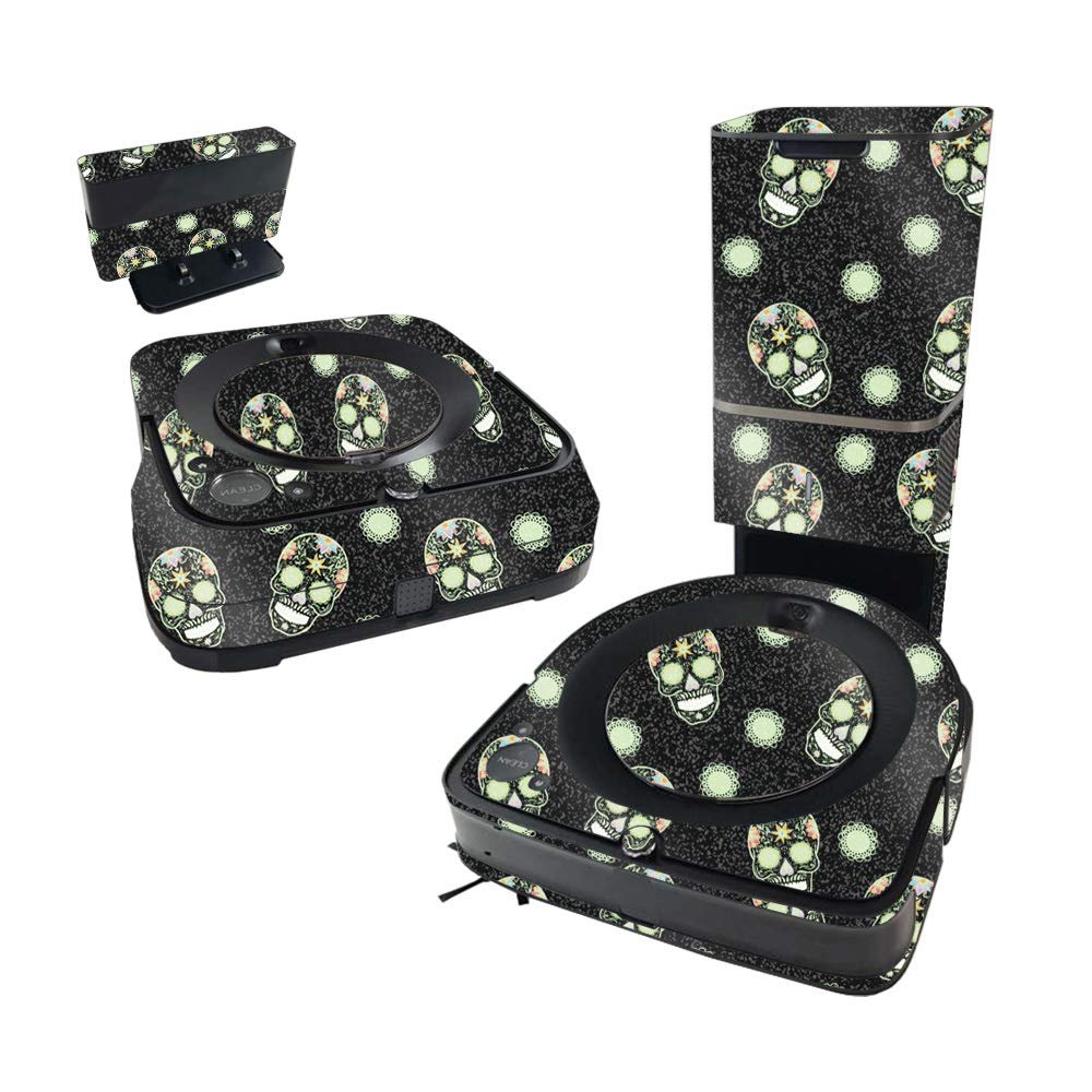 MightySkins Glossy Glitter Skin Compatible with iRobot Roomba s9+ Vacuum & Braava Jet m6 Bundle - Nighttime Skulls | High-Gloss Glitter Finish | Easy to Apply and Change Styles | Made in The USA