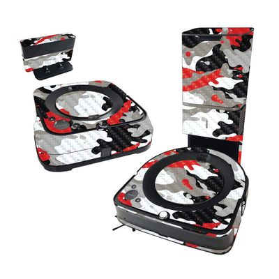 MightySkins Carbon Fiber Skin Compatible with iRobot Roomba s9+ Vacuum & Braava Jet m6 Bundle - Red Camo | Protective Textured Carbon Fiber Finish | Easy to Apply and Change Styles | Made in The USA