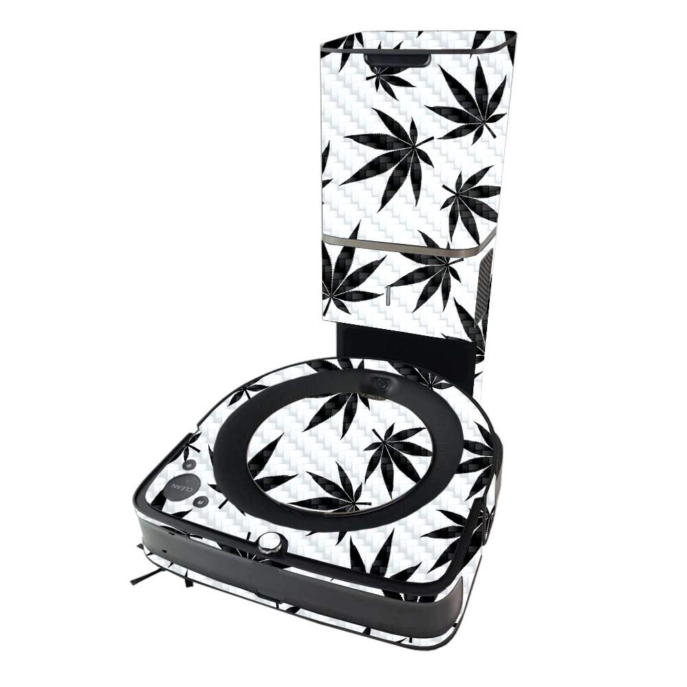 MightySkins Carbon Fiber Skin Compatible with iRobot Roomba s9+ Vacuum - Pot Leaves Black | Textured Carbon Fiber Finish | Easy to Apply and Change Style | Made in The USA