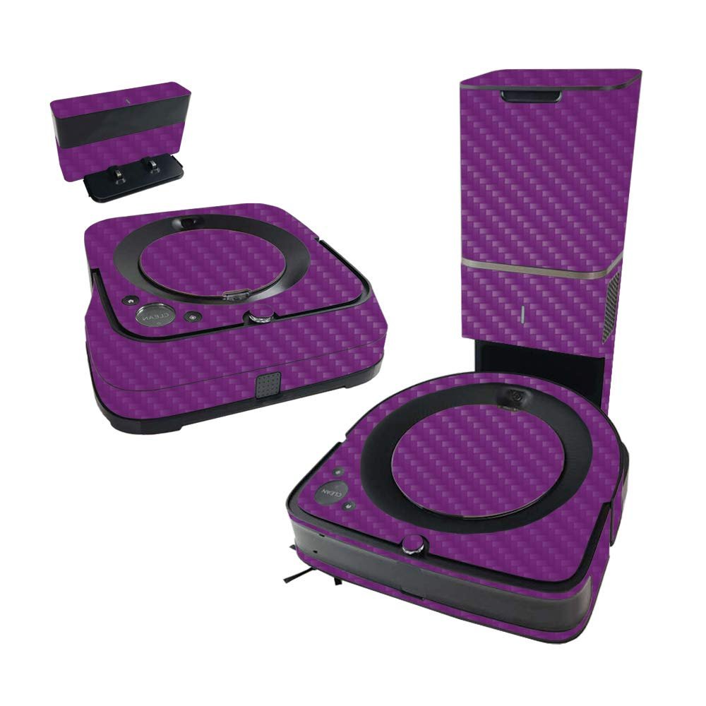 MightySkins Carbon Fiber Skin Compatible with iRobot Roomba s9+ Vacuum & Braava Jet m6 Bundle - Solid Purple | Textured Carbon Fiber Finish | Easy to Apply and Change Styles | Made in The USA