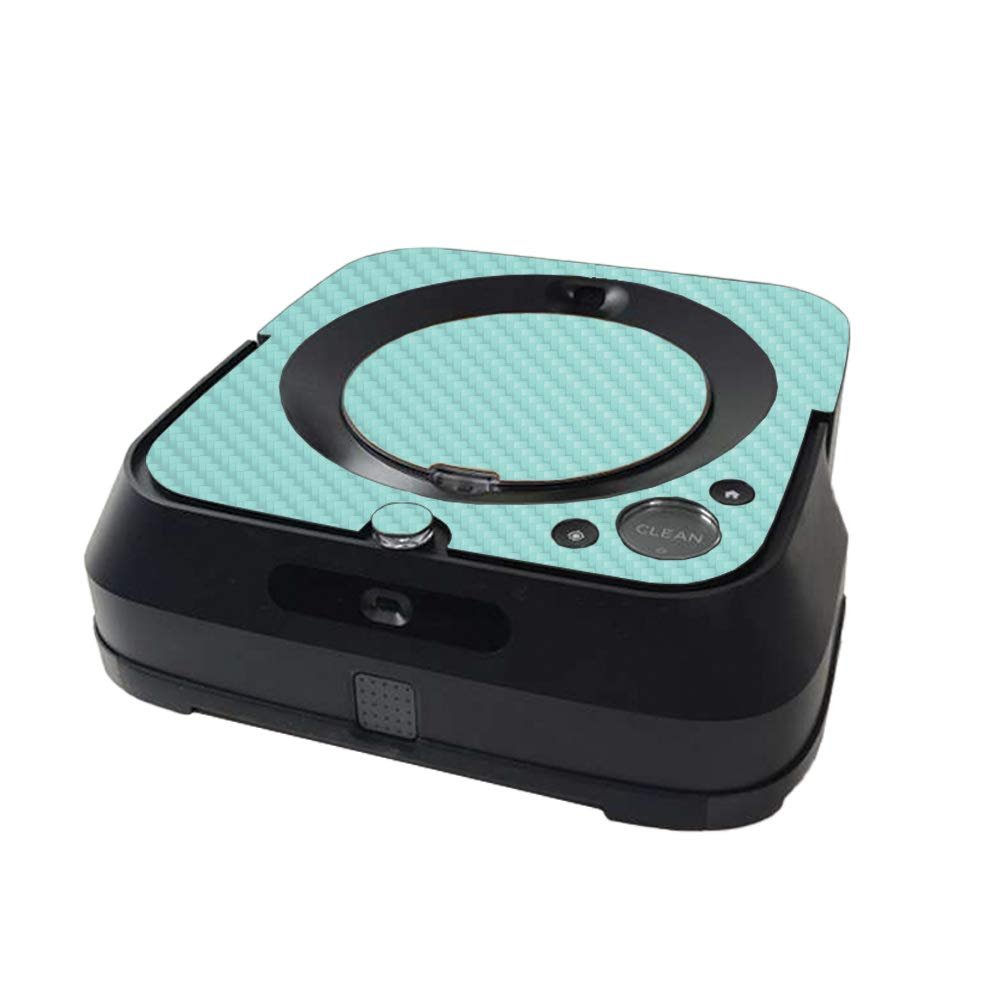 MightySkins Carbon Fiber Skin Compatible with iRobot Braava Jet m6 Minimal Coverage - Solid Seafoam | Protective, Durable Textured Carbon Fiber Finish | Easy to Apply | Made in The USA