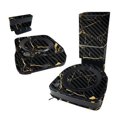 MightySkins Carbon Fiber Skin Compatible with iRobot Roomba s9+ Vacuum & Braava Jet m6 Bundle - Black Gold Marble | Protective, Durable Textured Carbon Fiber Finish | Easy to Apply | Made in The USA