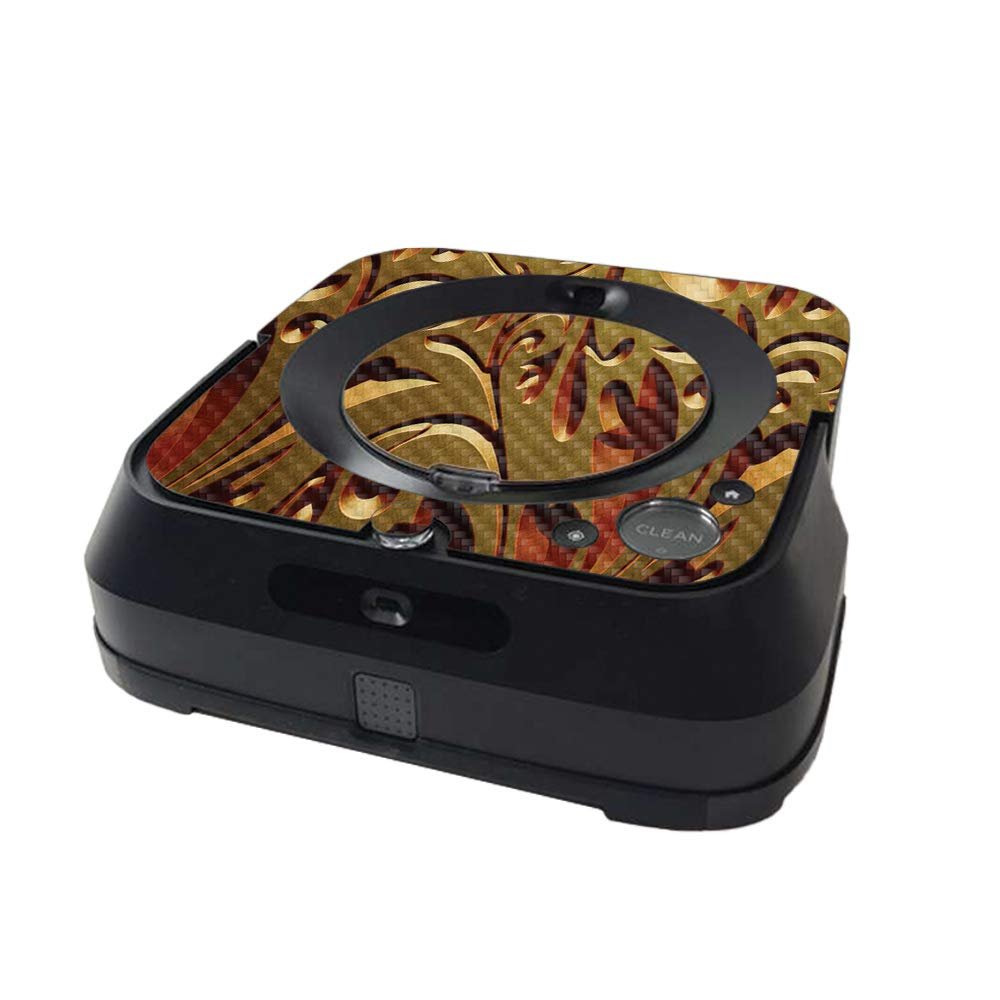 MightySkins Carbon Fiber Skin Compatible with iRobot Braava Jet m6 Minimal Coverage - Mosaic Gold | Textured Carbon Fiber Finish | Easy to Apply and Change Styles | Made in The USA