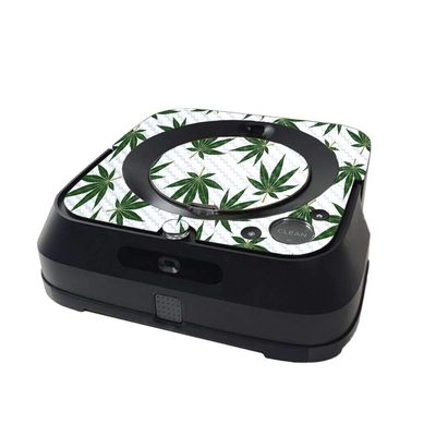 MightySkins Carbon Fiber Skin Compatible with iRobot Braava Jet m6 Minimal Coverage - Pot Leaves Green | Textured Carbon Fiber Finish | Easy to Apply and Change Style | Made in The USA