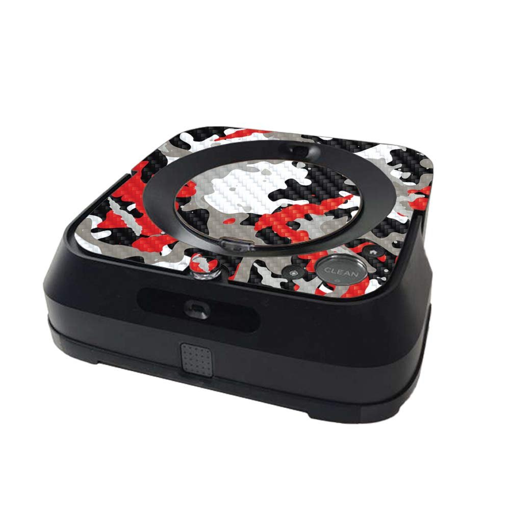 MightySkins Carbon Fiber Skin Compatible with iRobot Braava Jet m6 Minimal Coverage - Red Camo | Protective Textured Carbon Fiber Finish | Easy to Apply and Change Styles | Made in The USA