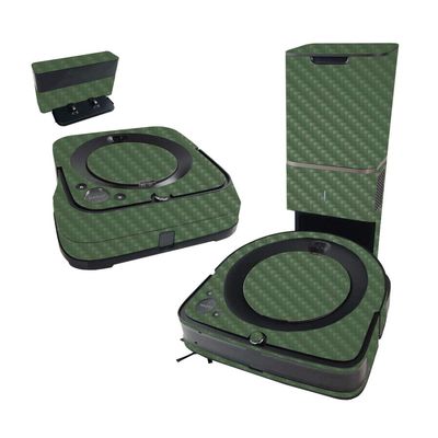 MightySkins Carbon Fiber Skin Compatible with iRobot Roomba s9+ Vacuum & Braava Jet m6 Bundle - Solid Olive | Textured Carbon Fiber Finish | Easy to Apply and Change Styles | Made in The USA