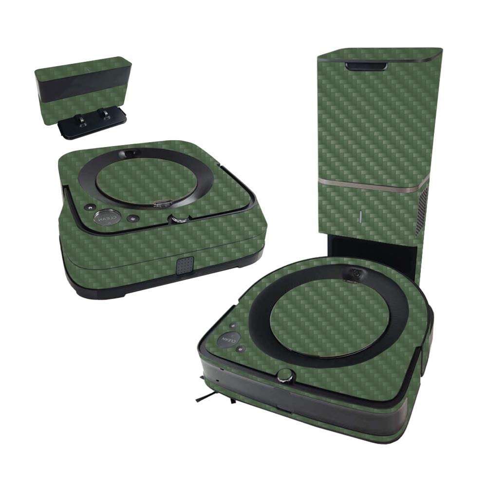 MightySkins Carbon Fiber Skin Compatible with iRobot Roomba s9+ Vacuum & Braava Jet m6 Bundle - Solid Olive | Textured Carbon Fiber Finish | Easy to Apply and Change Styles | Made in The USA