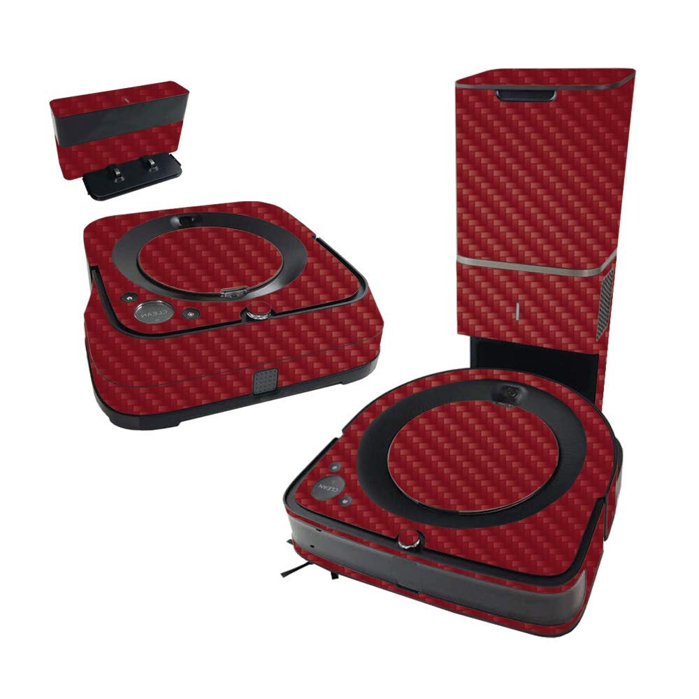 MightySkins Carbon Fiber Skin Compatible with iRobot Roomba s9+ Vacuum & Braava Jet m6 Bundle - Solid Burgundy | Protective, Durable Textured Carbon Fiber Finish | Easy to Apply | Made in The USA