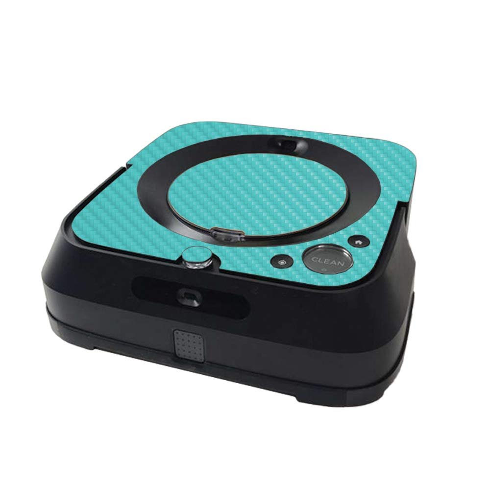 MightySkins Carbon Fiber Skin Compatible with iRobot Braava Jet m6 Minimal Coverage - Solid Turquoise | Protective, Durable Textured Carbon Fiber Finish | Easy to Apply | Made in The USA