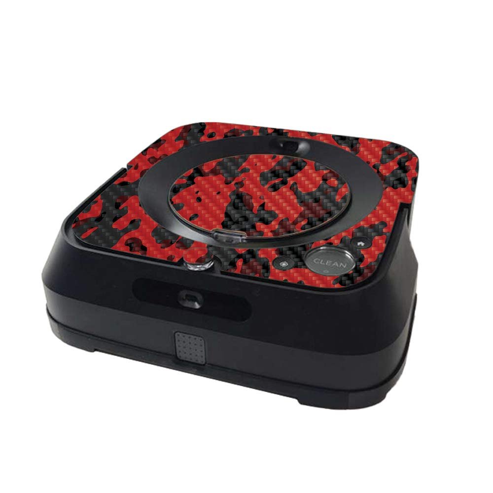 MightySkins Carbon Fiber Skin Compatible with iRobot Braava Jet m6 Minimal Coverage - Red Modern Camo | Textured Carbon Fiber Finish | Easy to Apply and Change Styles | Made in The USA