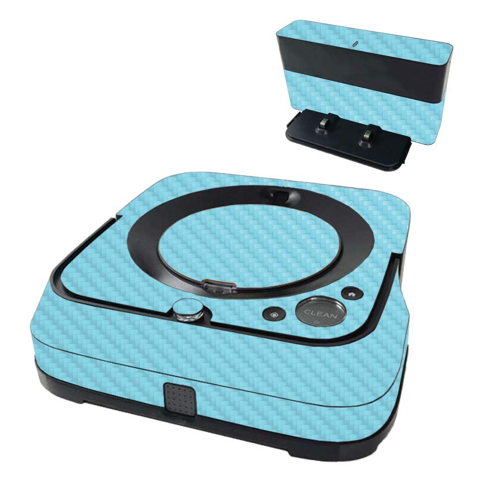 MightySkins Carbon Fiber Skin Compatible with iRobot Braava Jet m6 - Solid Baby Blue | Protective, Durable Textured Carbon Fiber Finish | Easy to Apply | Made in The USA