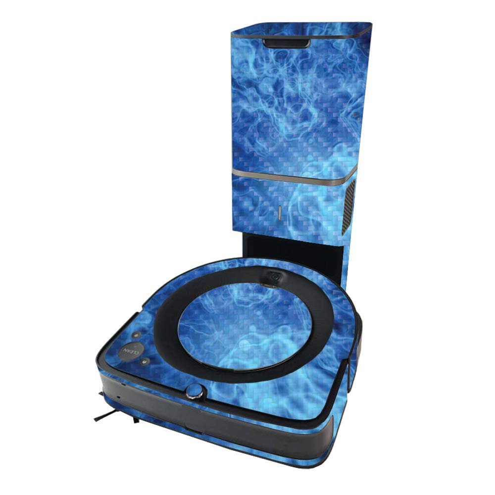 MightySkins Carbon Fiber Skin Compatible with iRobot Roomba s9+ Vacuum - Blue Mystic Flames | Protective, Durable Textured Carbon Fiber Finish | Easy to Apply | Made in The USA