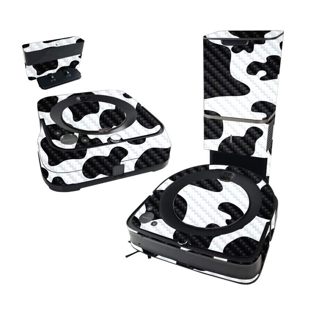 MightySkins Carbon Fiber Skin Compatible with iRobot Roomba s9+ Vacuum & Braava Jet m6 Bundle - Cow Print | Protective Textured Carbon Fiber Finish | Easy to Apply and Change Styles | Made in The USA
