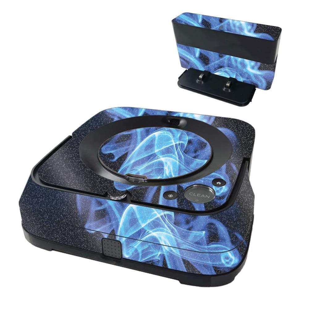 MightySkins Glossy Glitter Skin Compatible with iRobot Braava Jet m6 - Blue Flames | Protective High-Gloss Glitter Finish | Easy to Apply and Change Styles | Made in The USA