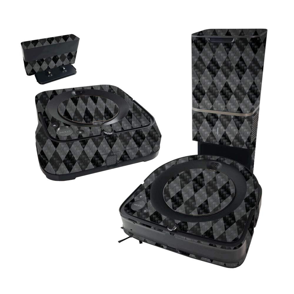 MightySkins Carbon Fiber Skin Compatible with iRobot Roomba s9+ Vacuum & Braava Jet m6 Bundle - Black Argyle | Textured Carbon Fiber Finish | Easy to Apply and Change Styles | Made in The USA