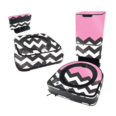 MightySkins Glossy Glitter Skin Compatible with iRobot Roomba s9+ Vacuum & Braava Jet m6 Bundle - Pink Chevron | High-Gloss Glitter Finish | Easy to Apply and Change Styles | Made in The USA