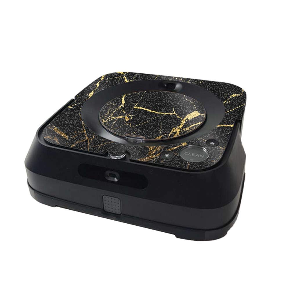MightySkins Glossy Glitter Skin Compatible with iRobot Braava Jet m6 Minimal Coverage - Black Gold Marble | High-Gloss Glitter Finish | Easy to Apply and Change Style | Made in The USA