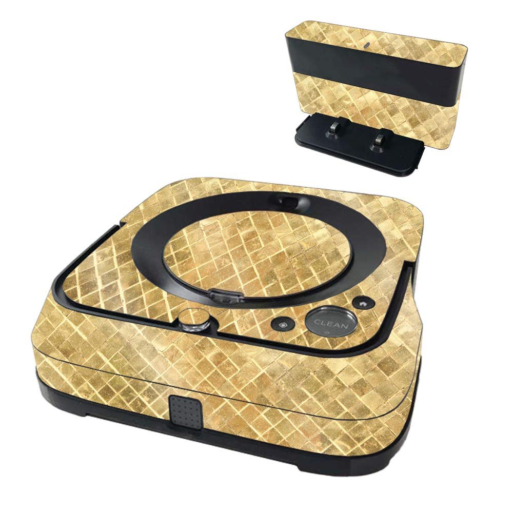 MightySkins Glossy Glitter Skin Compatible with iRobot Braava Jet m6 - Gold Tiles | Protective High-Gloss Glitter Finish | Easy to Apply and Change Styles | Made in The USA