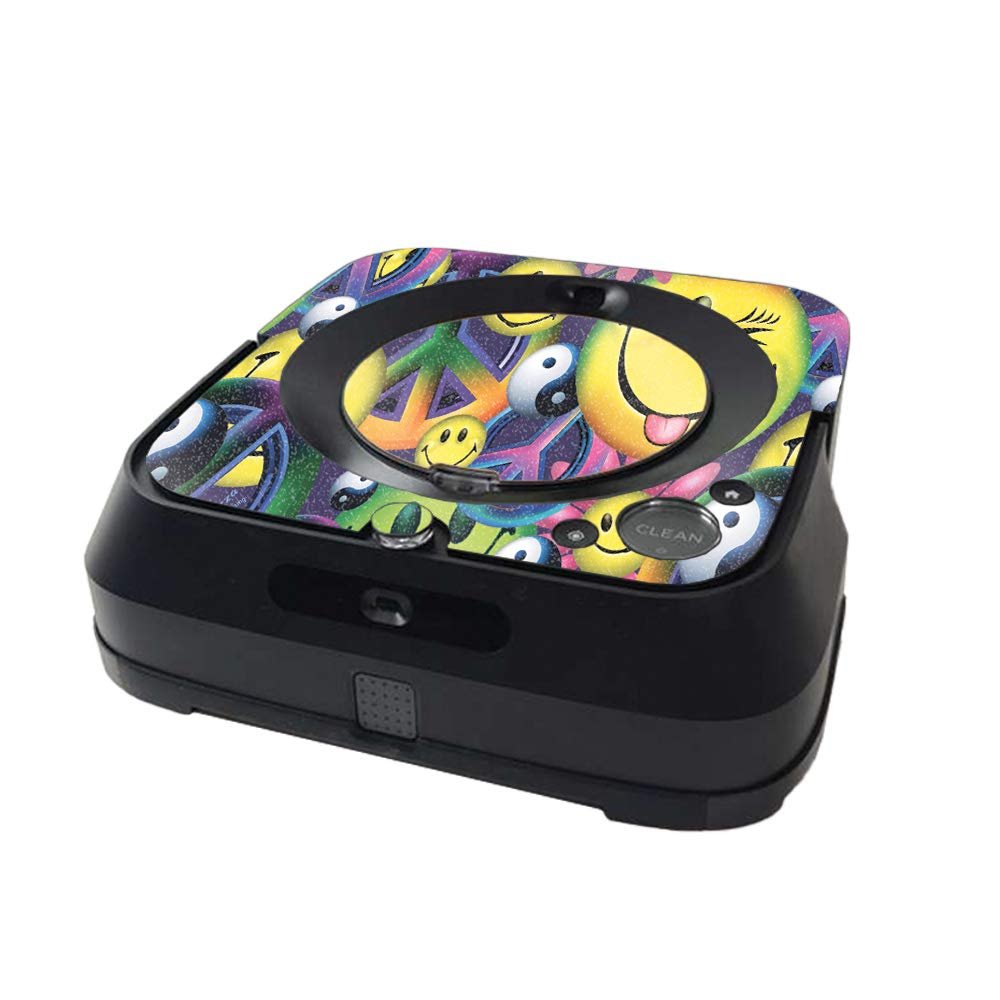 MightySkins Glossy Glitter Skin Compatible with iRobot Braava Jet m6 Minimal Coverage - Peace Smile | Protective High-Gloss Glitter Finish | Easy to Apply and Change Styles | Made in The USA
