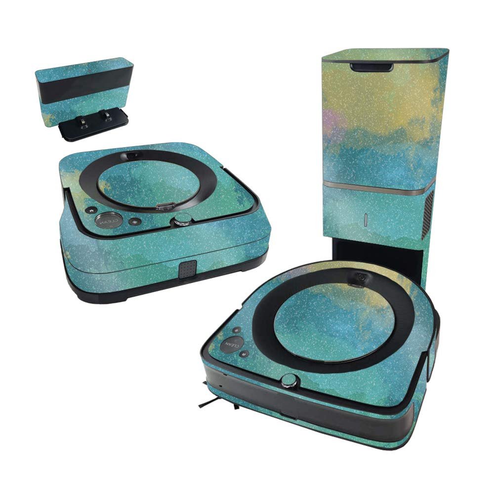 MightySkins Glossy Glitter Skin Compatible with iRobot Roomba s9+ Vacuum & Braava Jet m6 Bundle - Watercolor Blue | High-Gloss Glitter Finish | Easy to Apply and Change Styles | Made in The USA