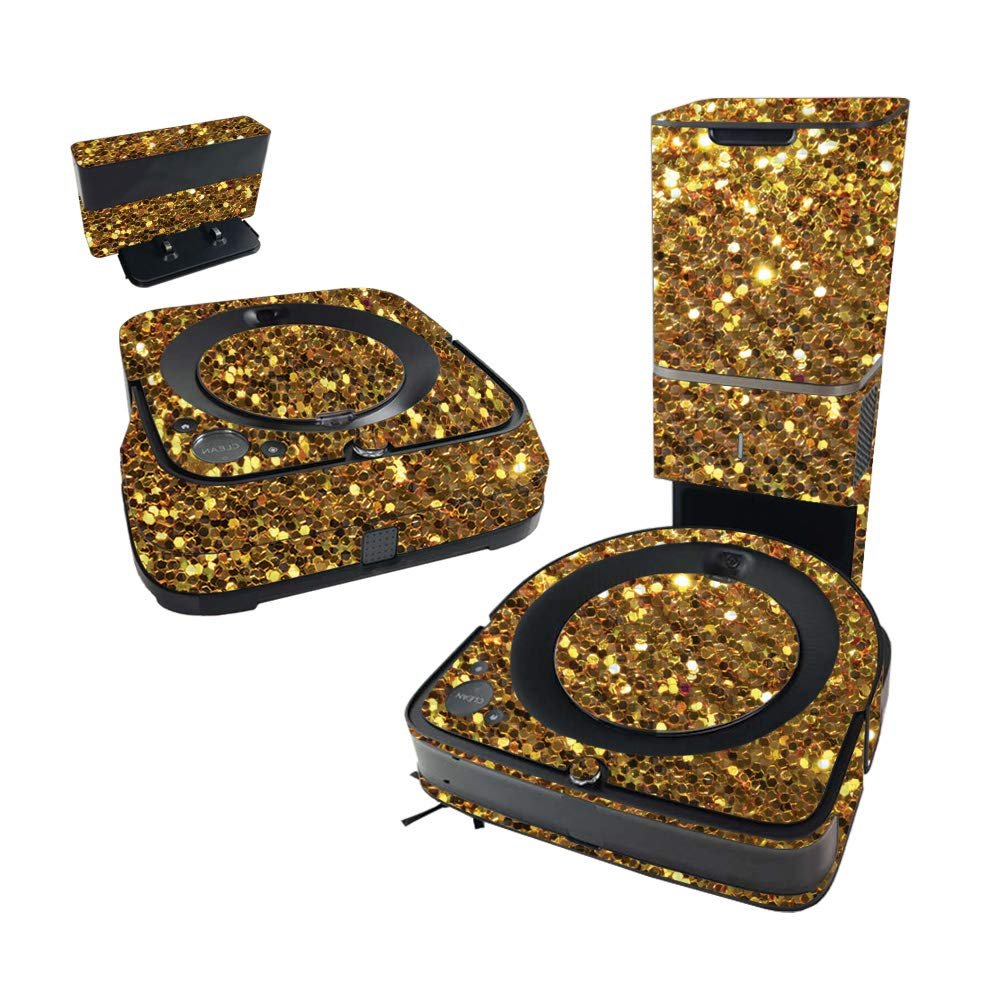 MightySkins Carbon Fiber Skin Compatible With iRobot Roomba s9+ Vacuum & Braava Jet m6 Bundle - Gold Dazzle | Textured Carbon Fiber Finish | Easy To Apply and Change Styles | Made in the USA