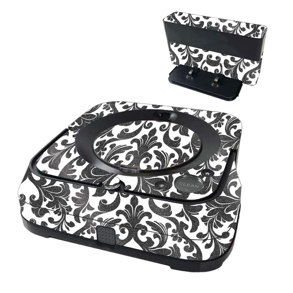 MightySkins Glossy Glitter Skin Compatible with iRobot Braava Jet m6 - Black Damask | High-Gloss Glitter Finish | Easy to Apply and Change Styles | Made in The USA