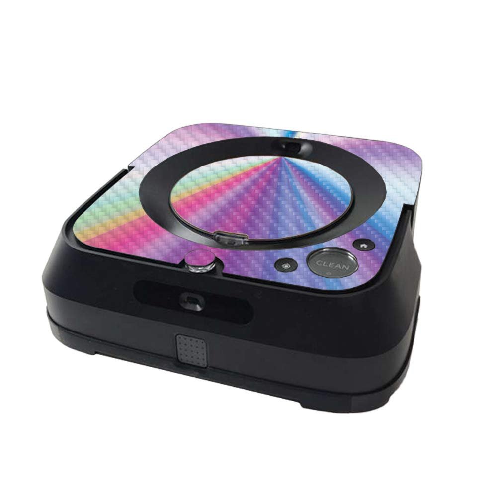 MightySkins Carbon Fiber Skin Compatible with iRobot Braava Jet m6 Minimal Coverage - Rainbow Zoom | Textured Carbon Fiber Finish | Easy to Apply and Change Styles | Made in The USA