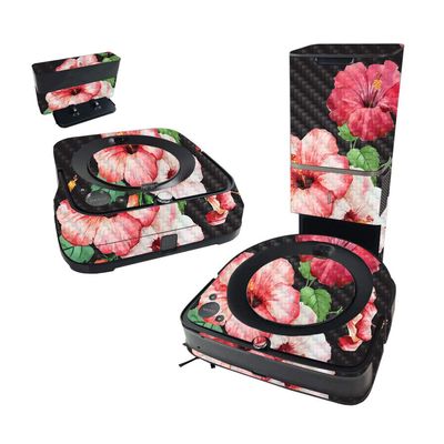 MightySkins Carbon Fiber Skin Compatible with iRobot Roomba s9+ Vacuum & Braava Jet m6 Bundle - Hibiscus | Protective Textured Carbon Fiber Finish | Easy to Apply and Change Styles | Made in The USA