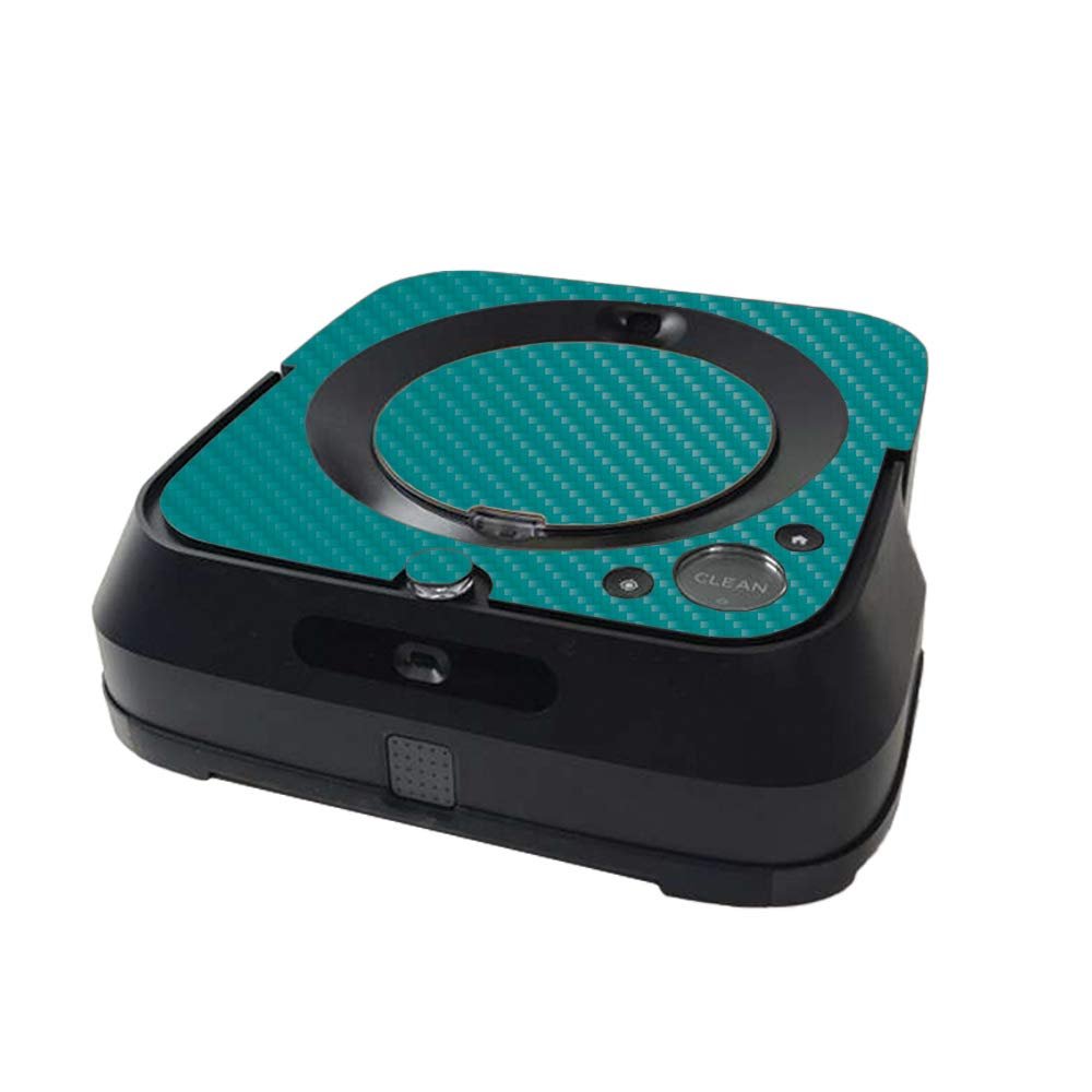 MightySkins Carbon Fiber Skin Compatible with iRobot Braava Jet m6 Minimal Coverage - Solid Teal | Protective Textured Carbon Fiber Finish | Easy to Apply and Change Styles | Made in The USA