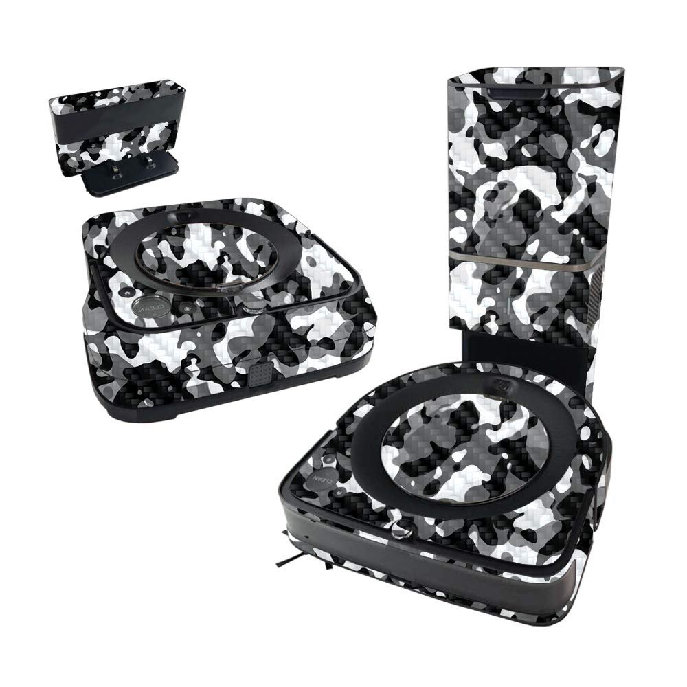 MightySkins Carbon Fiber Skin Compatible with iRobot Roomba s9+ Vacuum & Braava Jet m6 Bundle - Black Modern Camo | Textured Carbon Fiber Finish | Easy to Apply & Change Style | Made in The USA